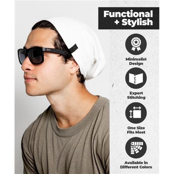 Slouchy Beanie Hat Womens Warm Cotton Soft Knit Winter Casual Daily Hat - Picture 7 of 8